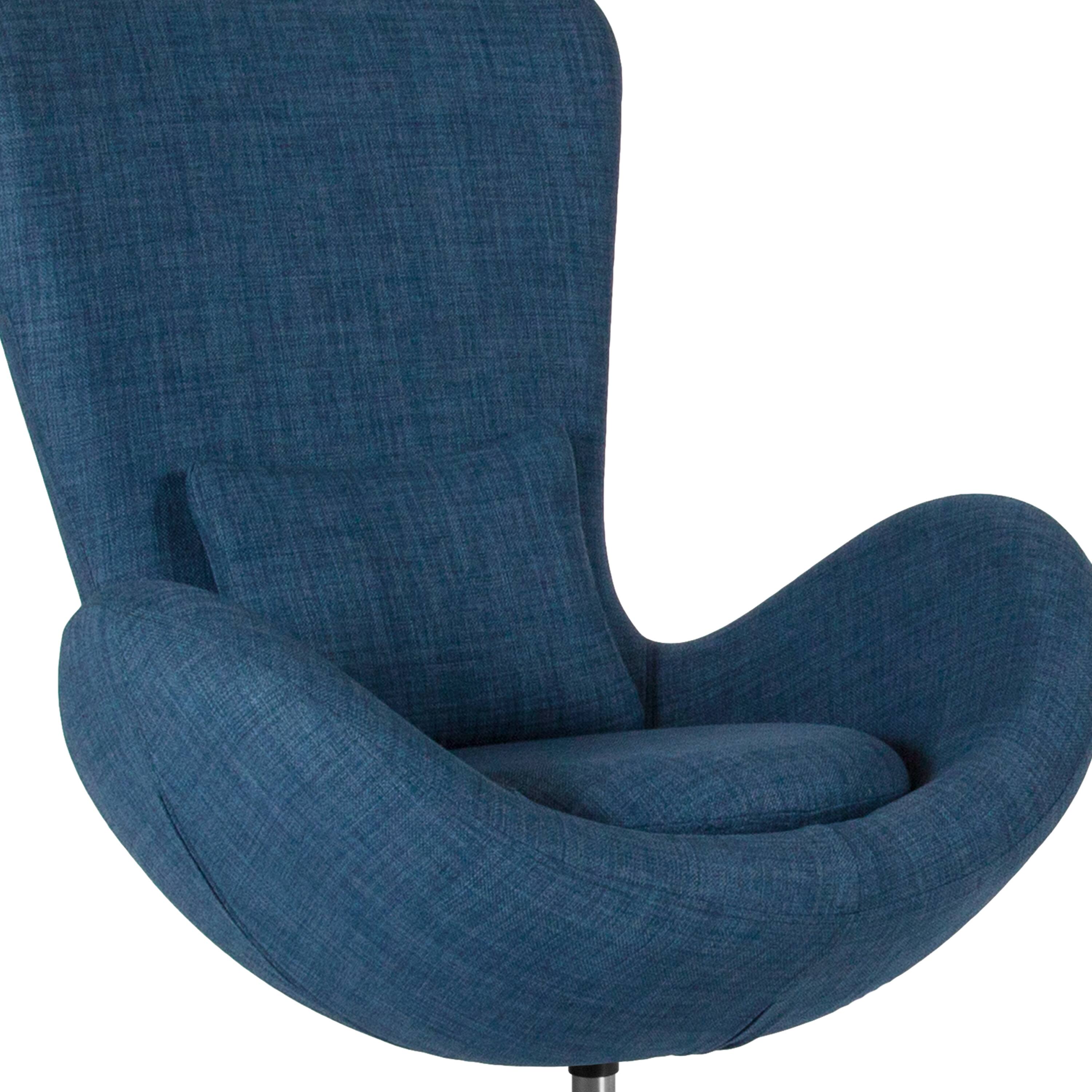 Alt View 9. Emma + Oliver - Swiveling Side Reception Chair with Back Pillow - Blue Fabric.