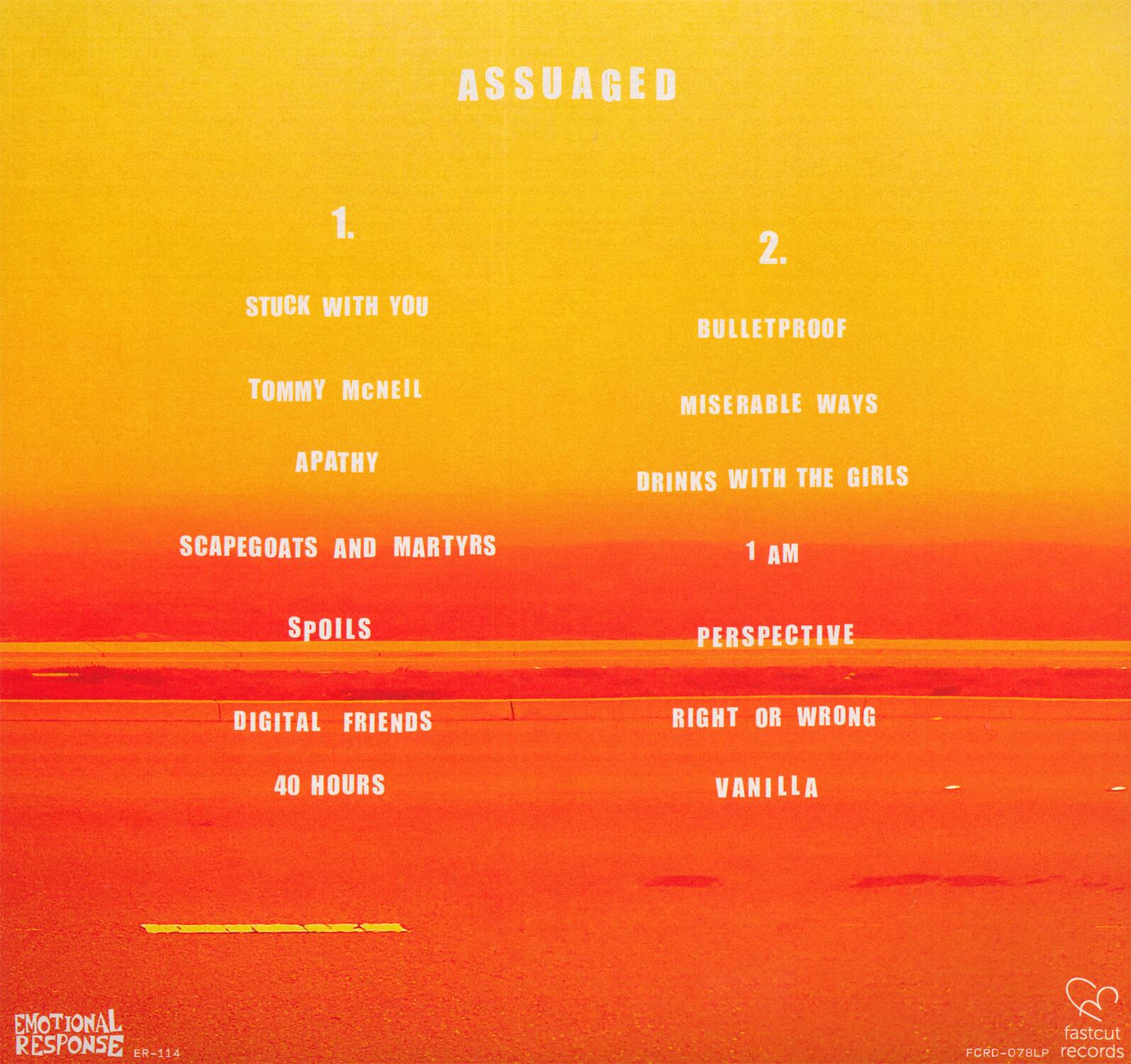 Back. Assuaged [LP].