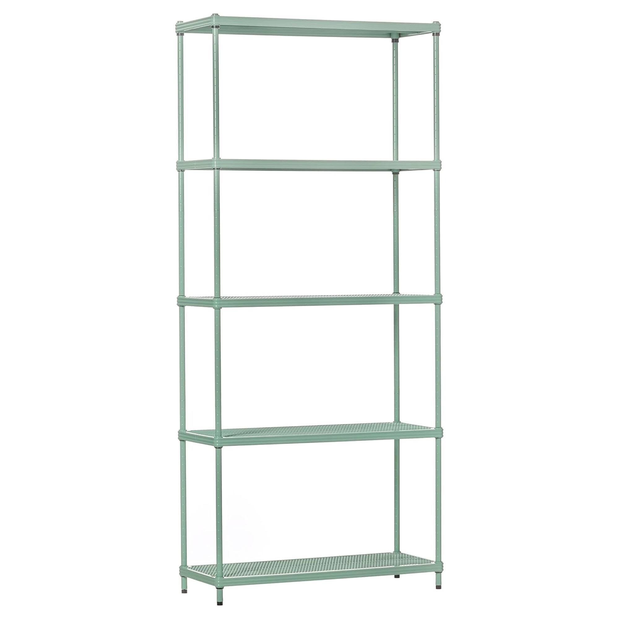 Alt View 4. Design Ideas - Design Ideas MeshWorks 5 Tier Metal Storage Shelving Unit Rack Bookshelf, Green - Sage Green.
