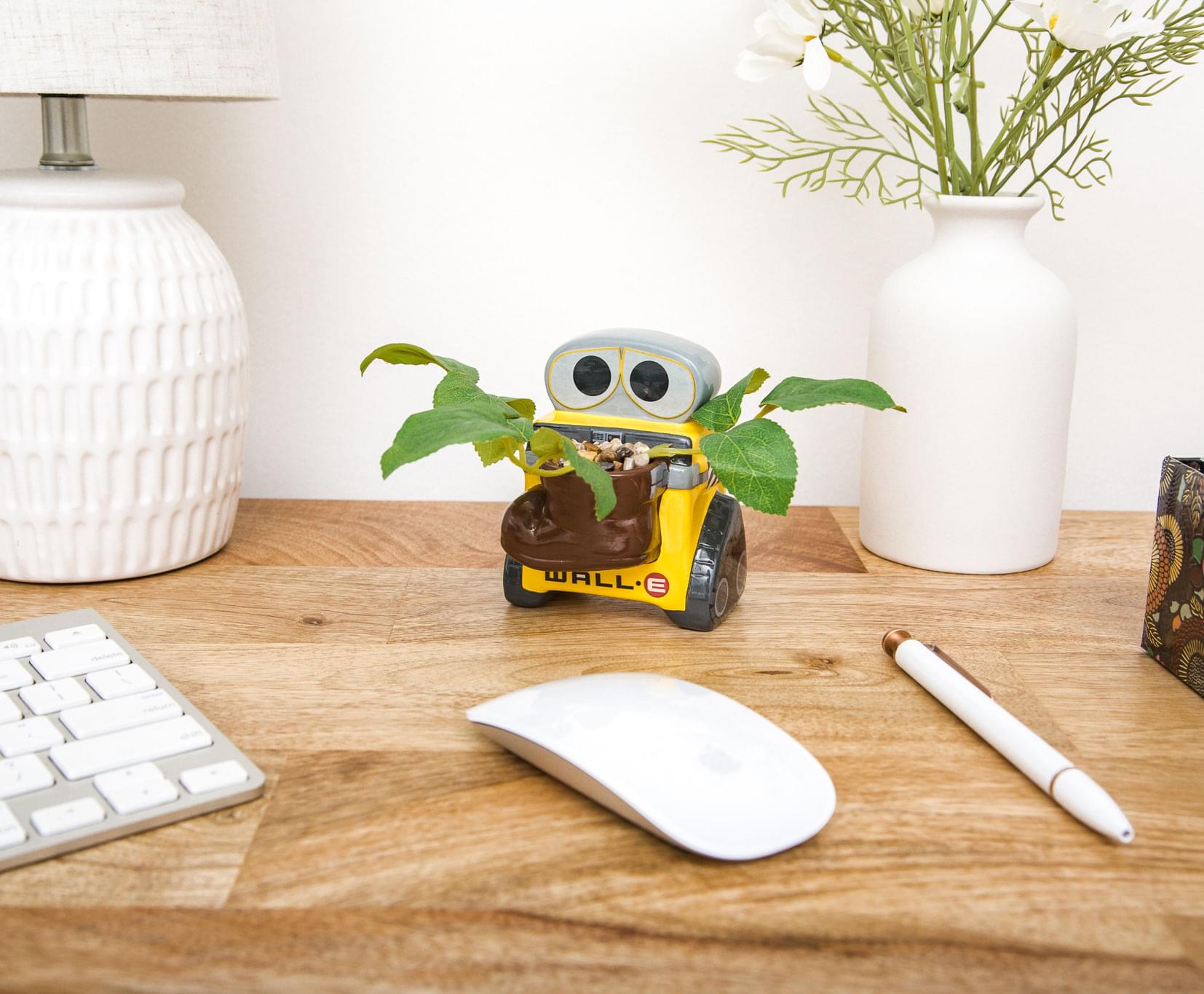 Alt View 2. Disney - Disney Pixar WALL-E 4-Inch Ceramic Mini Planter With Artificial Succulent - Yellow.