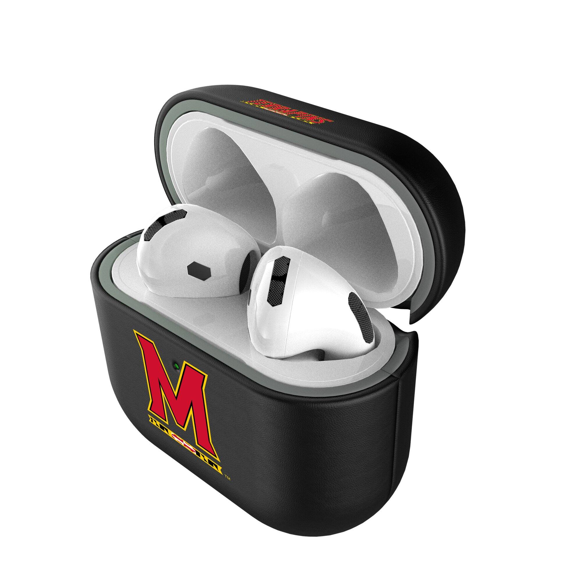Alt View 3. Keyscaper - Maryland Terrapins Maryland Terrapins Insignia AirPods 4th Generation Case Cover - No Size - Black.