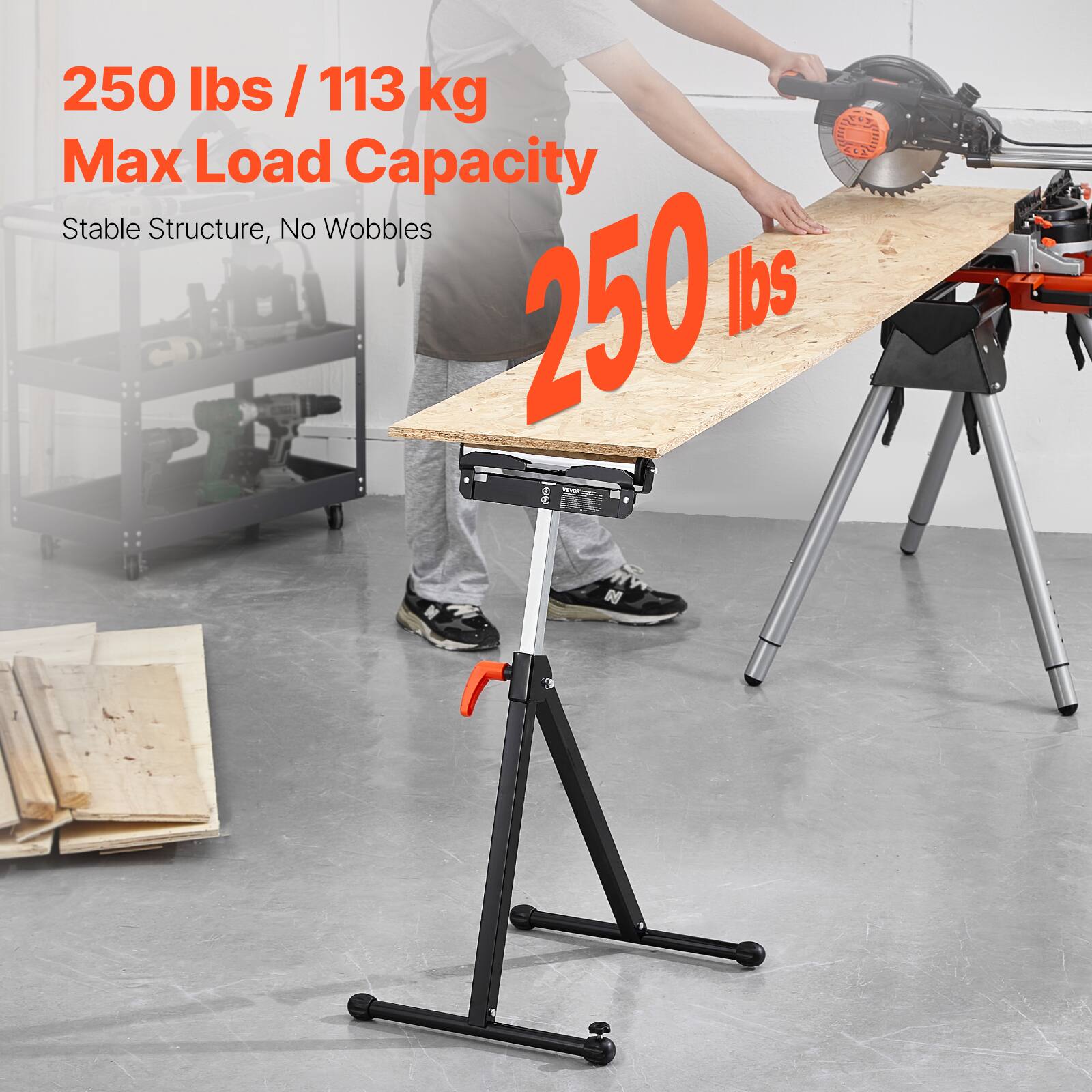 250 lbs / 113 kg Max Load Capacity  
Stable Structure, No Wobbles