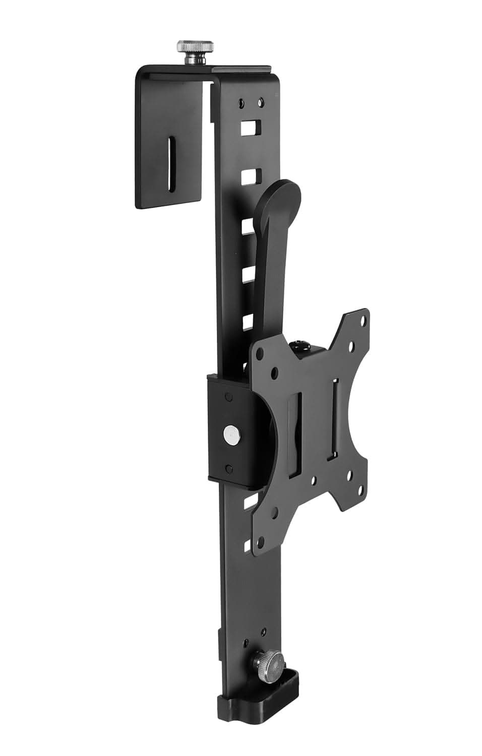 Angle. Mount-It! - Cubicle Wall Monitor Mount, Adjustable Hook, Fits 17"–32" Screens, No Drilling, Black - Black.