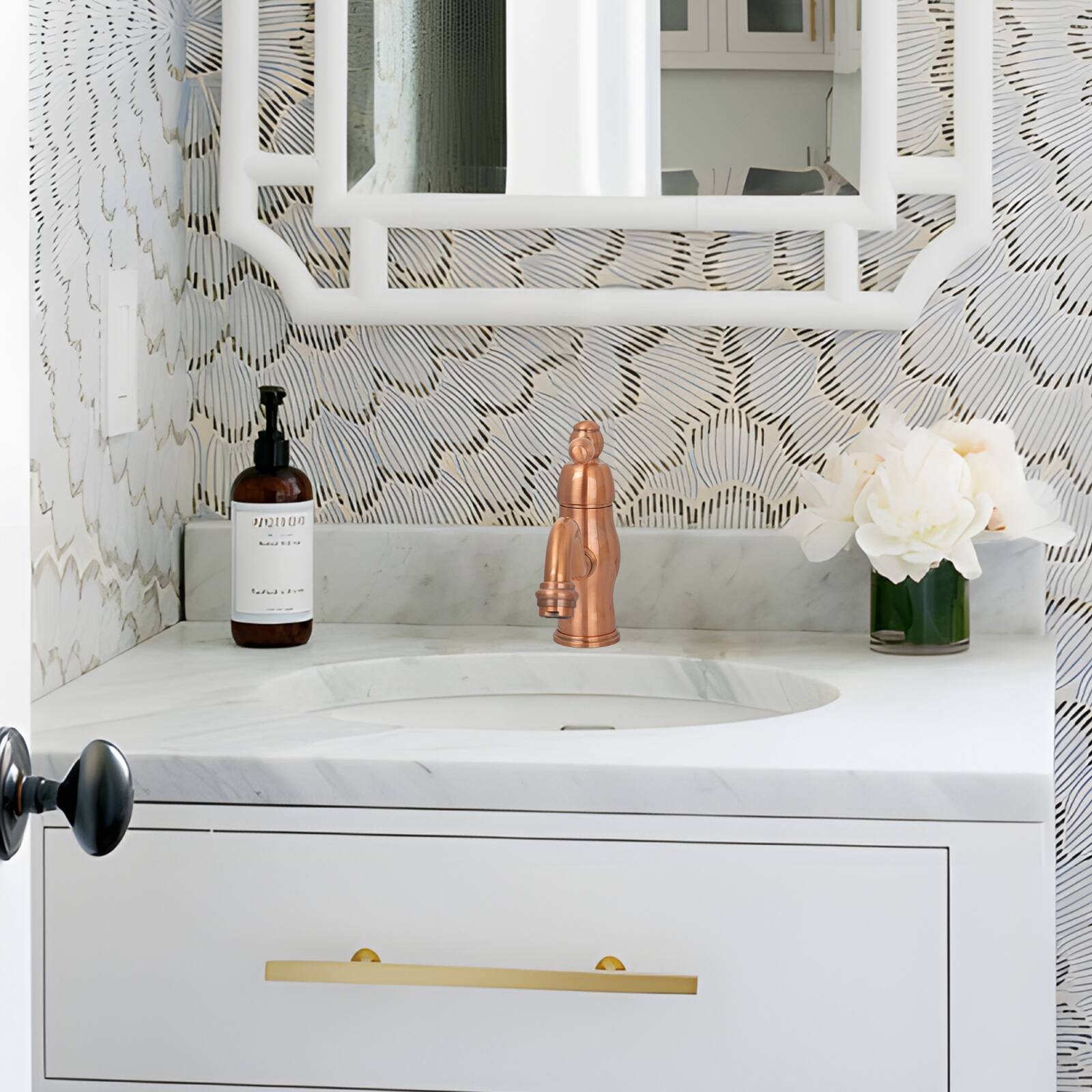 Alt View 6. Akicon - Akicon Solid Brass Single Handle Bathroom Basin Faucet Basin Mixer Tap in Copper - Copper.