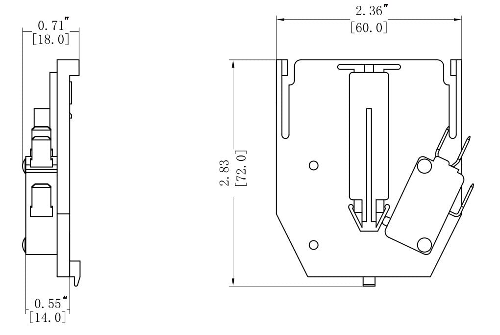 0.71" [18.0]  
2.36" [60.0]  
2.83" [72.0]  
0.55" [14.0]