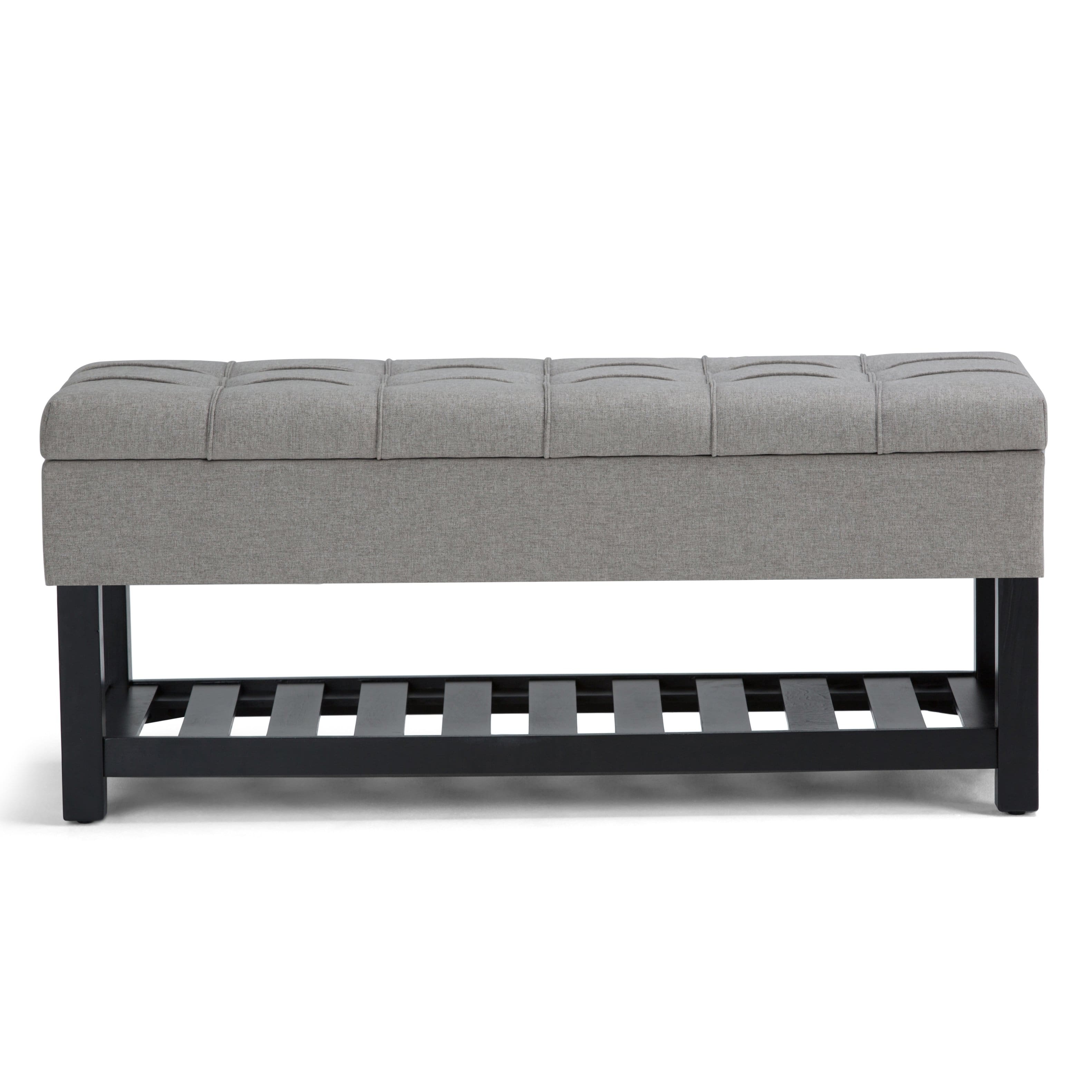 Simpli Home - Saxon 44 inch Wide Traditional Rectangle Storage Ottoman Bench - Dove Gray