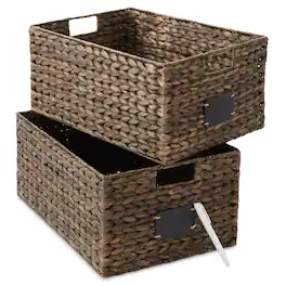 Casafield - Water Hyacinth Pantry Storage Basket Organizer Bins - Espresso - Hyacinth
