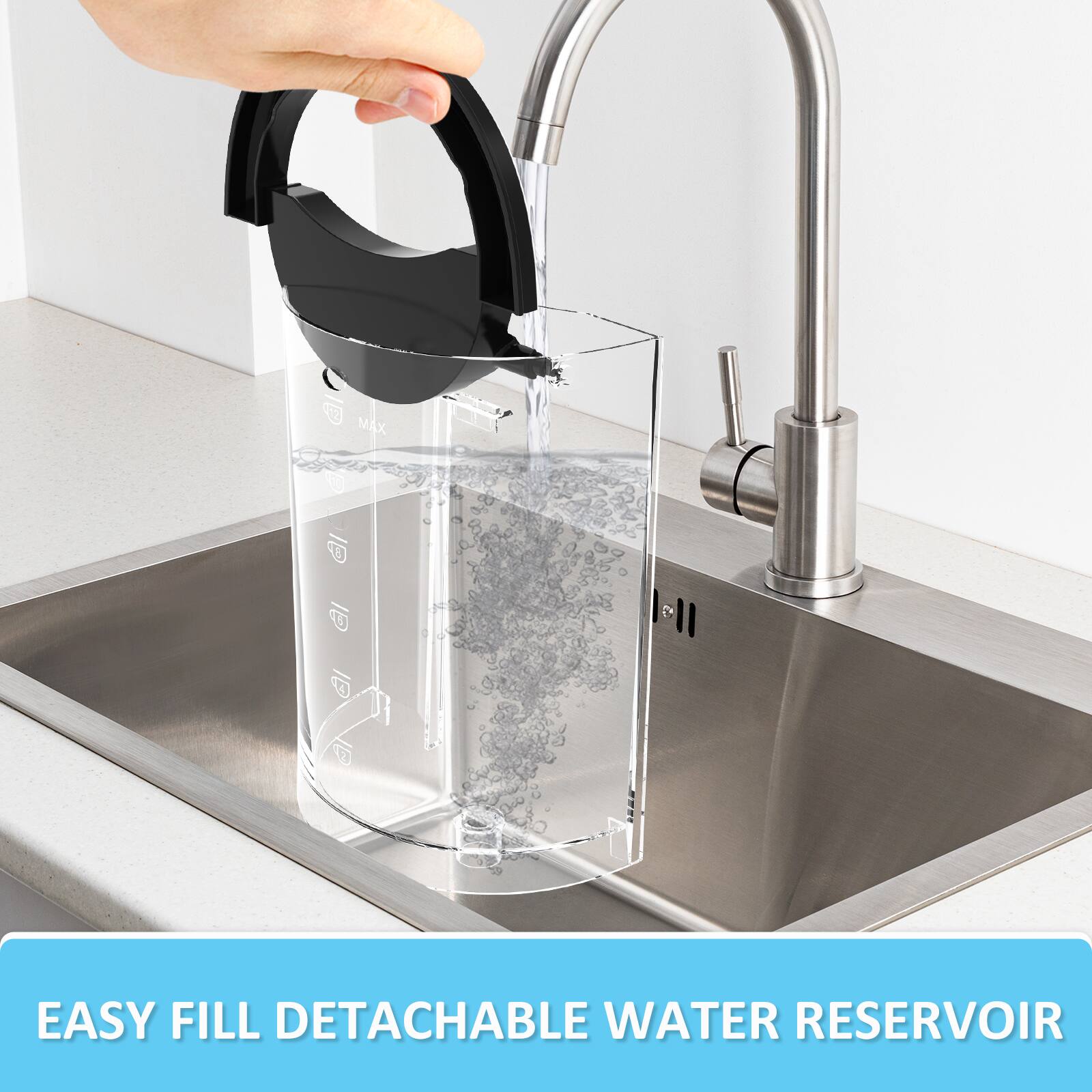 EASY FILL DETACHABLE WATER RESERVOIR