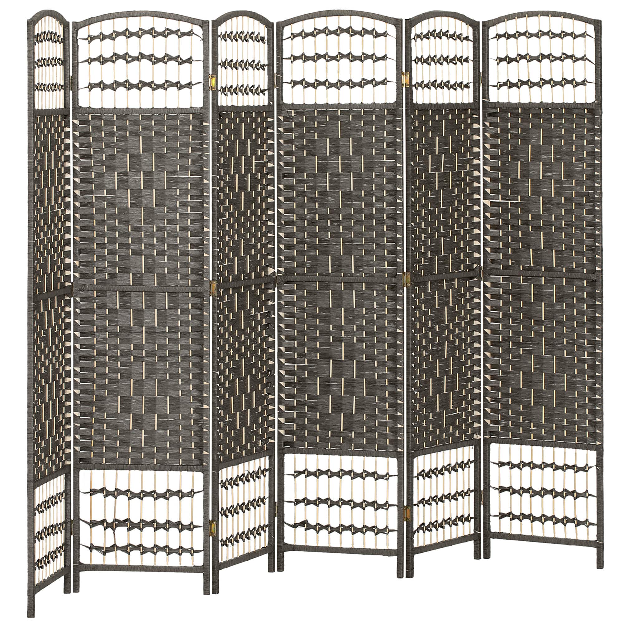 Homcom - 6 Panel Room Divider, Folding Privacy Screen, 5.6' Room Separator, Wave Fiber Freestanding Partition Wall Divider - Gray