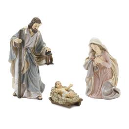 BreeBe - Holy Family Nativity Figurines (Set of 3) - Beige, Blue, Pink