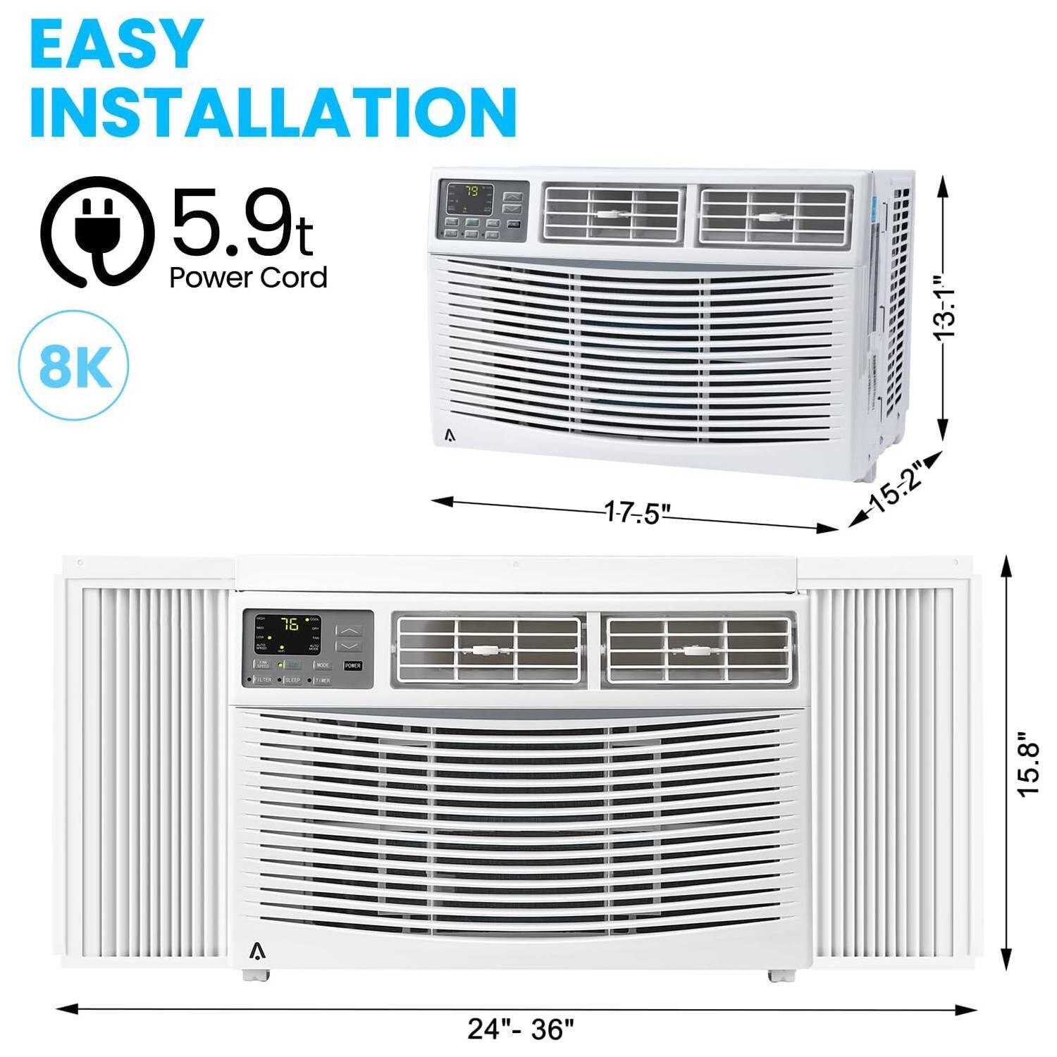 EASY INSTALLATION  
5.9t Power Cord  
8K  

13.1"  
17.5"  
15.2"  
15.8"  
24" - 36"