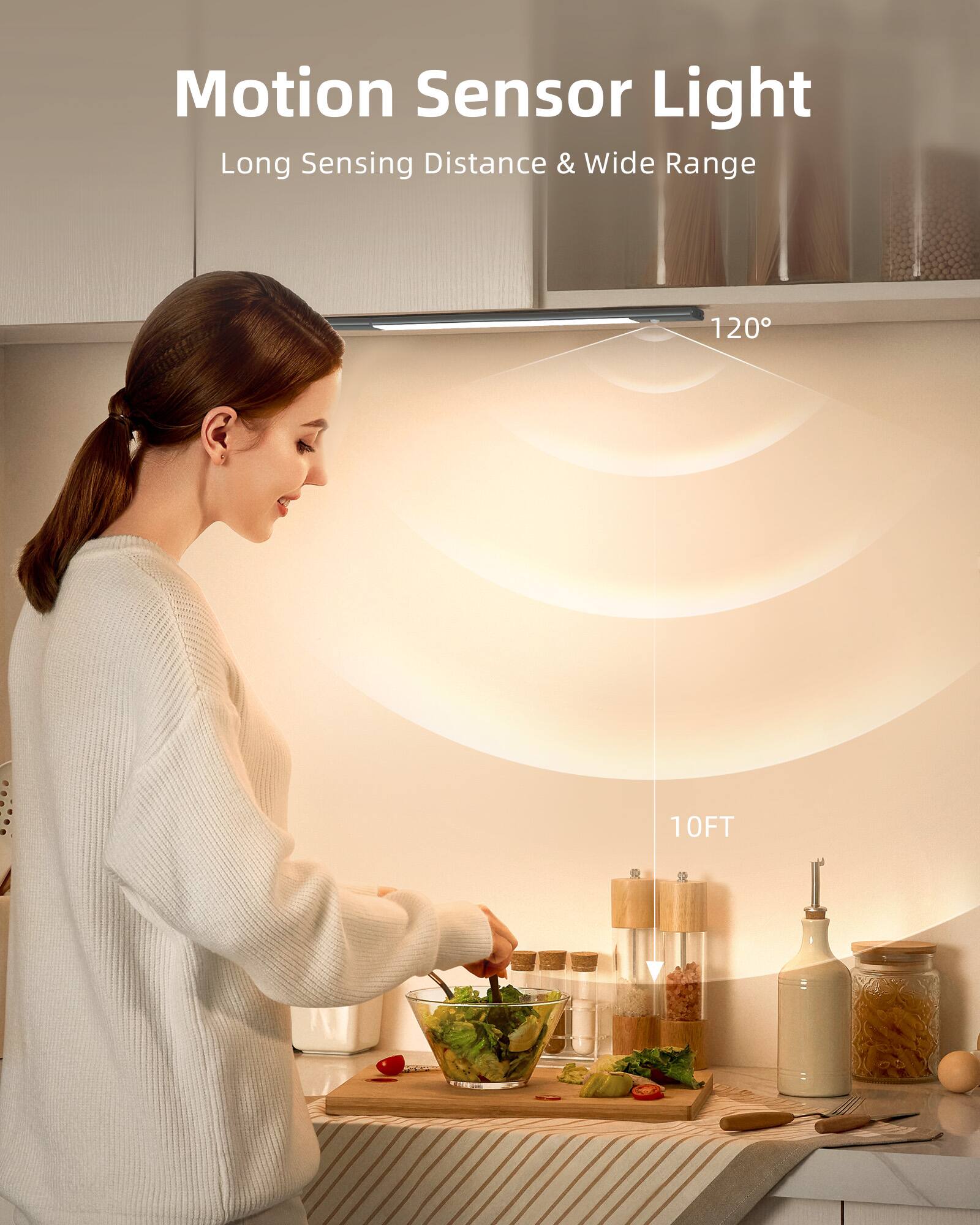 Motion Sensor Light  
Long Sensing Distance & Wide Range  
120°  
10FT