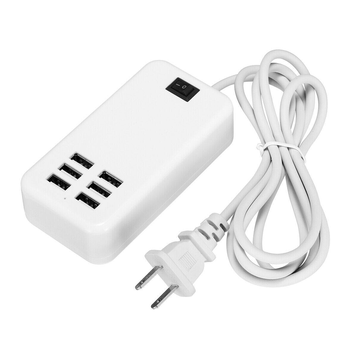 Sanoxy - 6-Port Multi-Port USB Hub Travel Charger Desktop Fast Charging - White