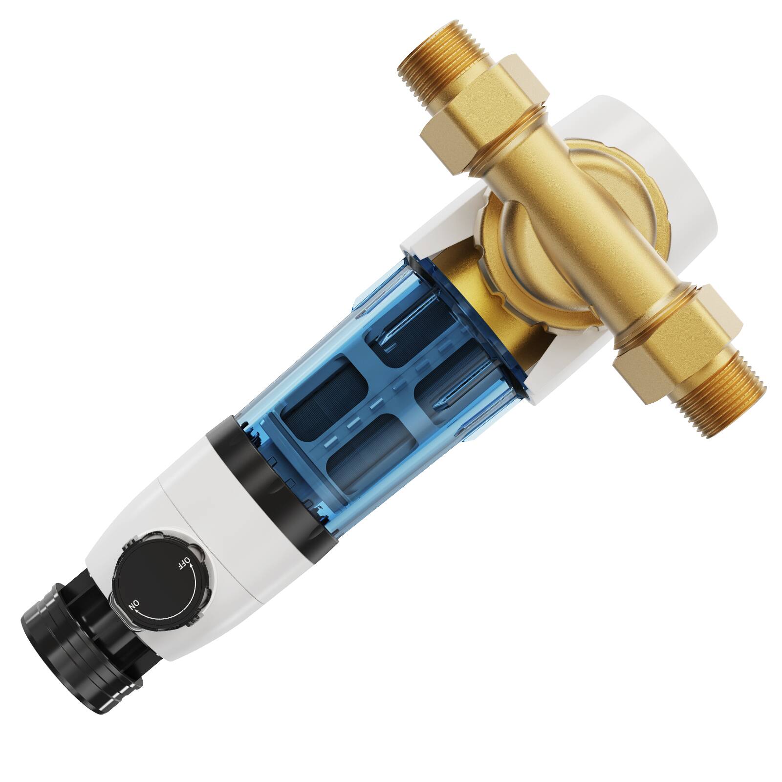 Alt View 5. VEVOR - Spin Down Filter, 40 Micron Whole House Sediment Filter for Well Water, 3/4" MNPT, 4 T/H High Flow Rate - White.