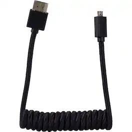 Blackhawk Cables - 12-24" Micro-HDMI to Full HDMI Nylon Braided Coiled Cable for On-Camera Monitors, Black