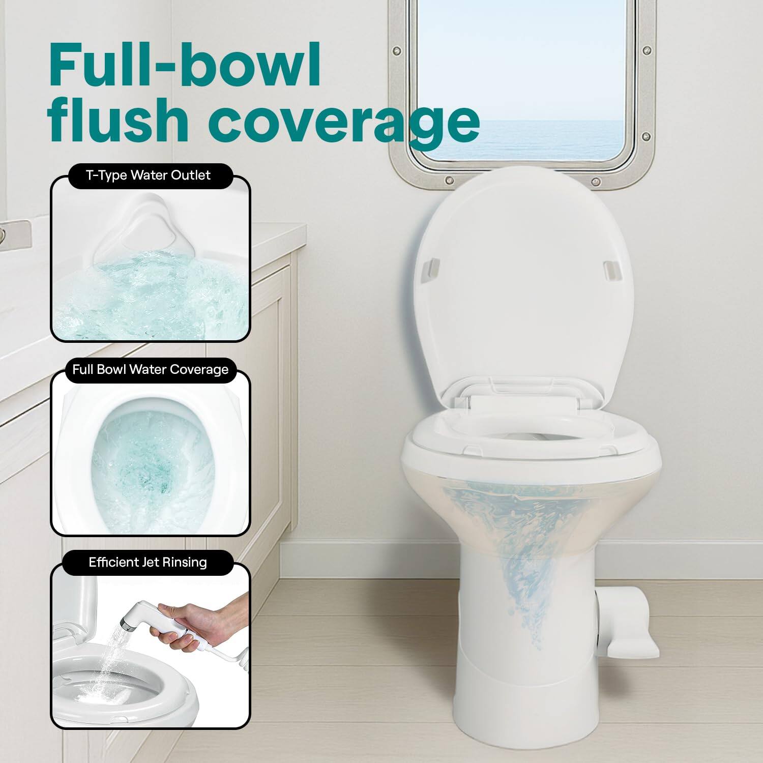 Full-bowl flush coverage

- T-Type Water Outlet
- Full Bowl Water Coverage
- Efficient Jet Rinsing