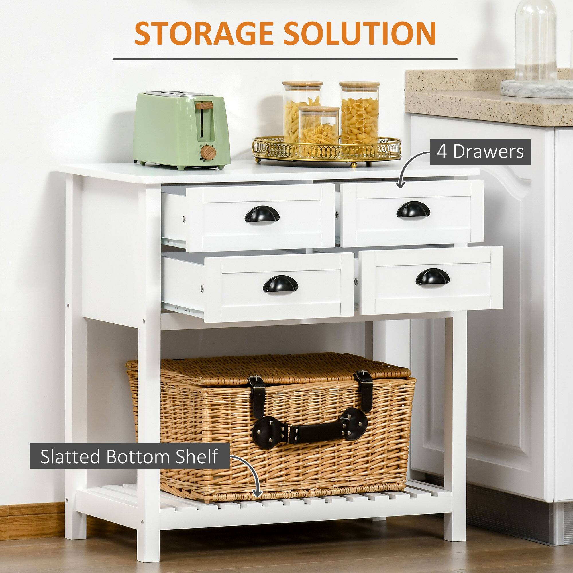 STORAGE SOLUTION

4 Drawers

Slatted Bottom Shelf
