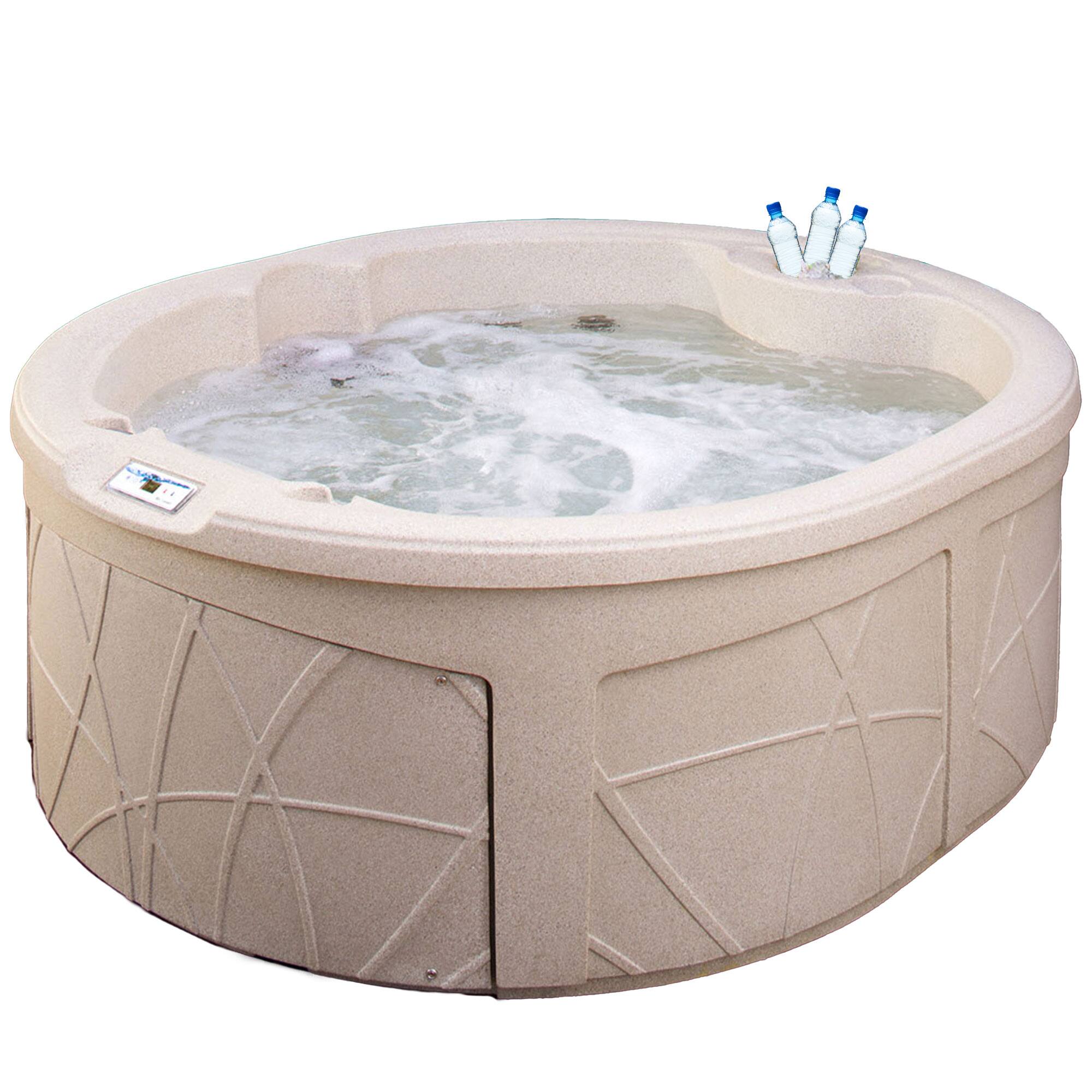 Front. Lifesmart - LifeSmart Key Largo Hot Tub Spa with 110 Volt Plug and Play and LED Light, Sand - Sand.
