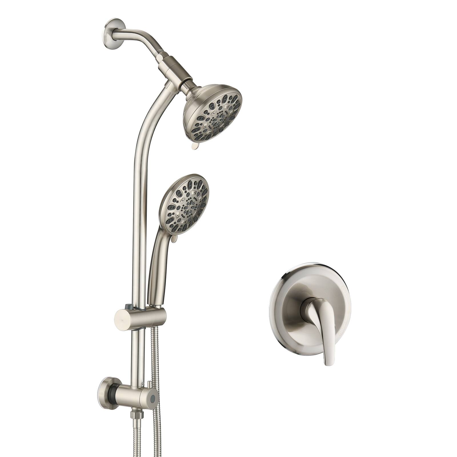 Alt View 1. Akoasm - 7-Spray Dual Shower System Kit: Adjustable Rainfall & Handheld with Pause & 48 Settings, Complete Set-Brushed Nickel - Brushed Nickel.