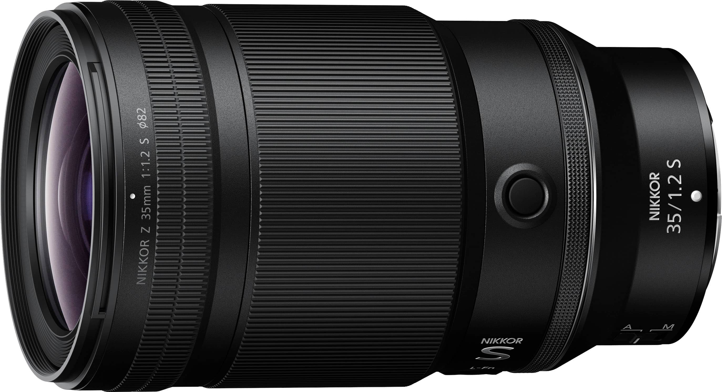 The text on the image reads: 82 S 1:1.2 35mm Z NIKKOR S NIKKOR 35/1.2 A M NIKKOR S L-En.