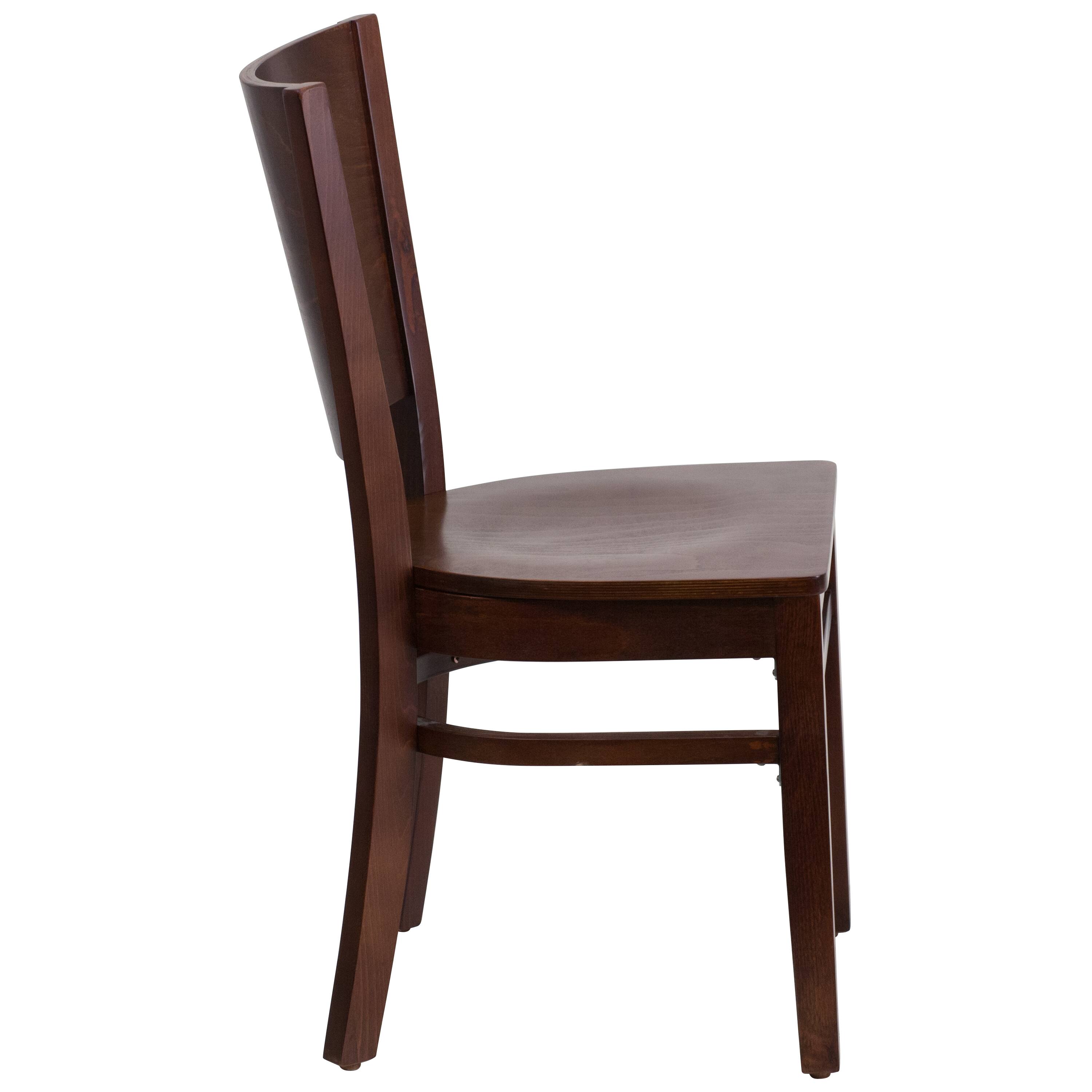 Alt View 4. Emma + Oliver - Solid Back Wooden Restaurant Dining Chair - Walnut Wood Seat/Walnut Wood Frame.