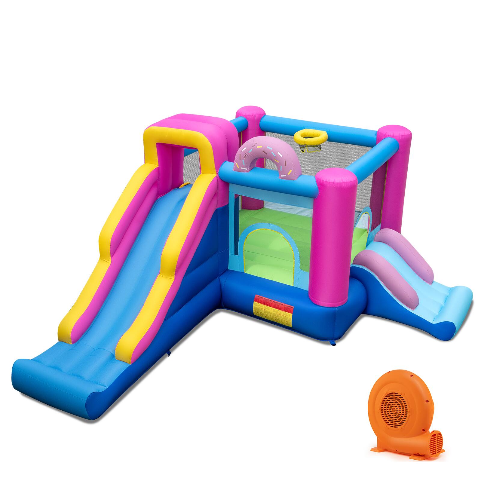 Alt View 9. Gymax - Gymax Inflatable Bounce House w/Slides Jumping Area Climbing Wall 750W Blower for Yard - Multicolor.