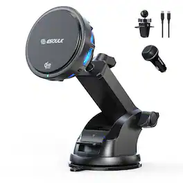 Esoulk - 25W Qi 2.2 Cooling Magnetic Wireless Car Charger For Dashboard and Windshield Compatible with iPhone 17 Pro Max - Black