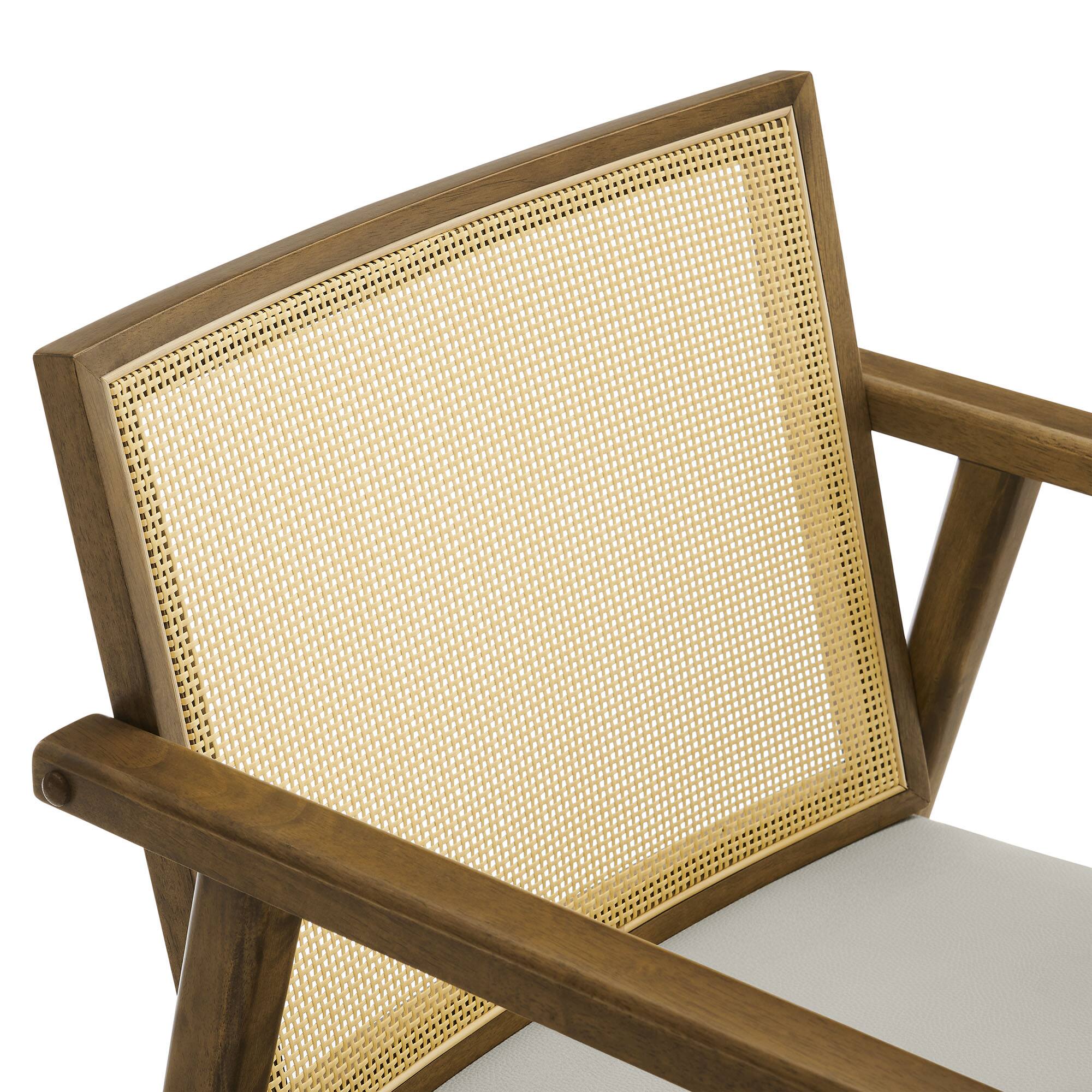 Alt View 4. Modway - Thera Vegan Leather and Cane Accent Armchairs Set of 2 by Modway - Gray.