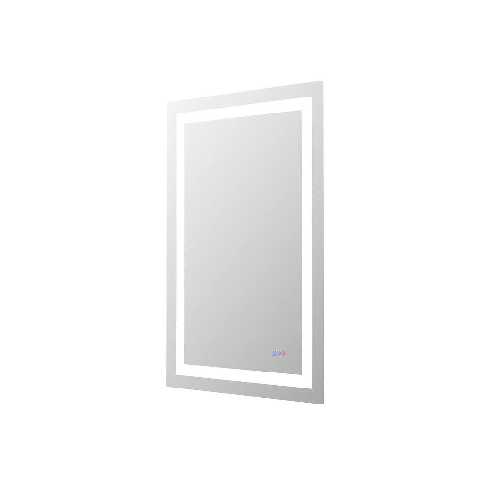 Left. Elegant Kitchen and Bath - Riven 40X27 Led Mirror, Adjustable Color 3000K/4200K/6400K - White.