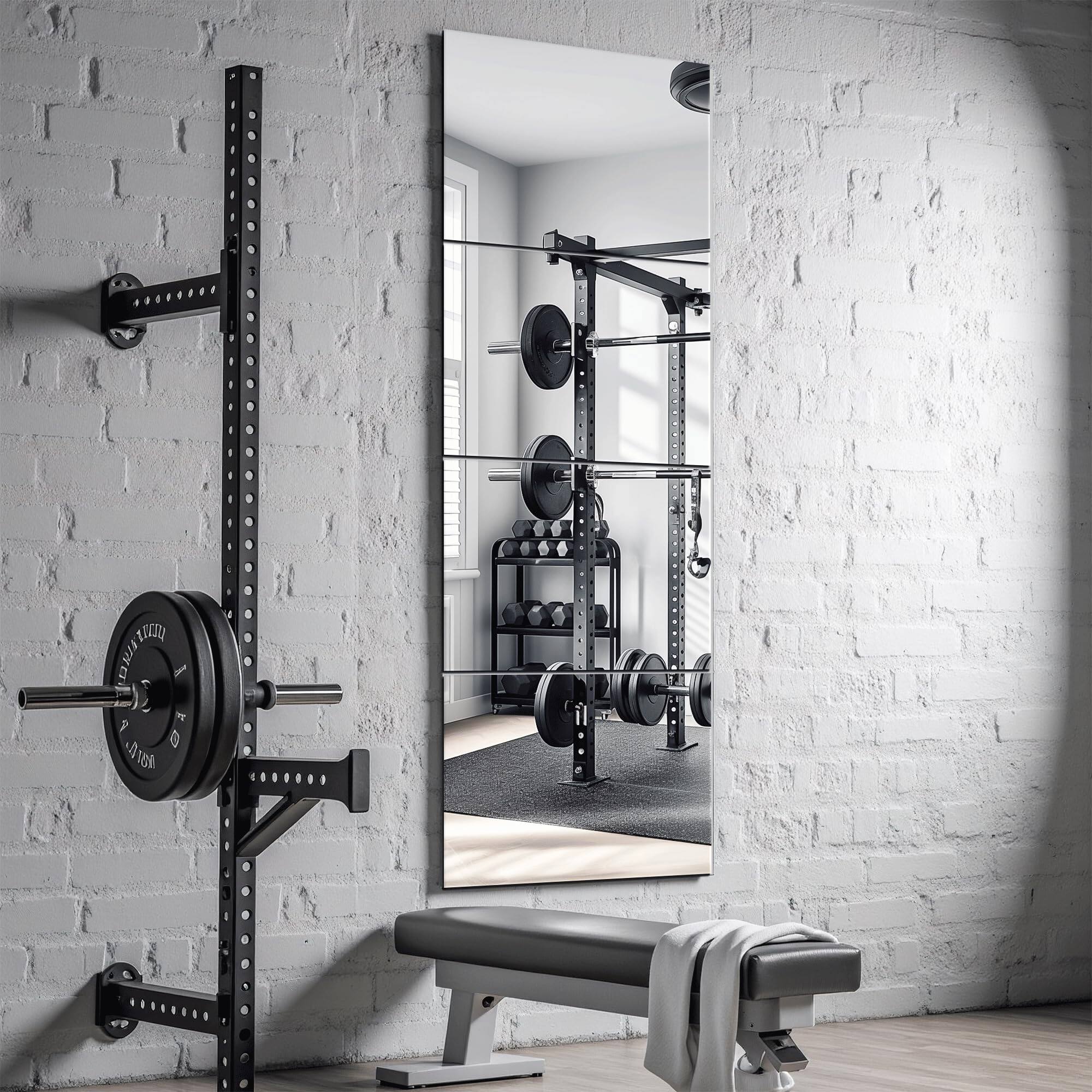 Alt View 5. Stylel Star - Glass Full Length Wall Mirror Tiles 14'' X 12'' 4pcs Frameless Body For Bedroom Mounted Home Gym Door.