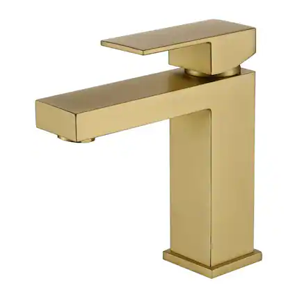Front. Boyel Living - Single Handle Single Hole Short Bathroom Faucet Brushed Gold with Supply Lines Modern Durable Easy Install - Brushed Gold - Short.