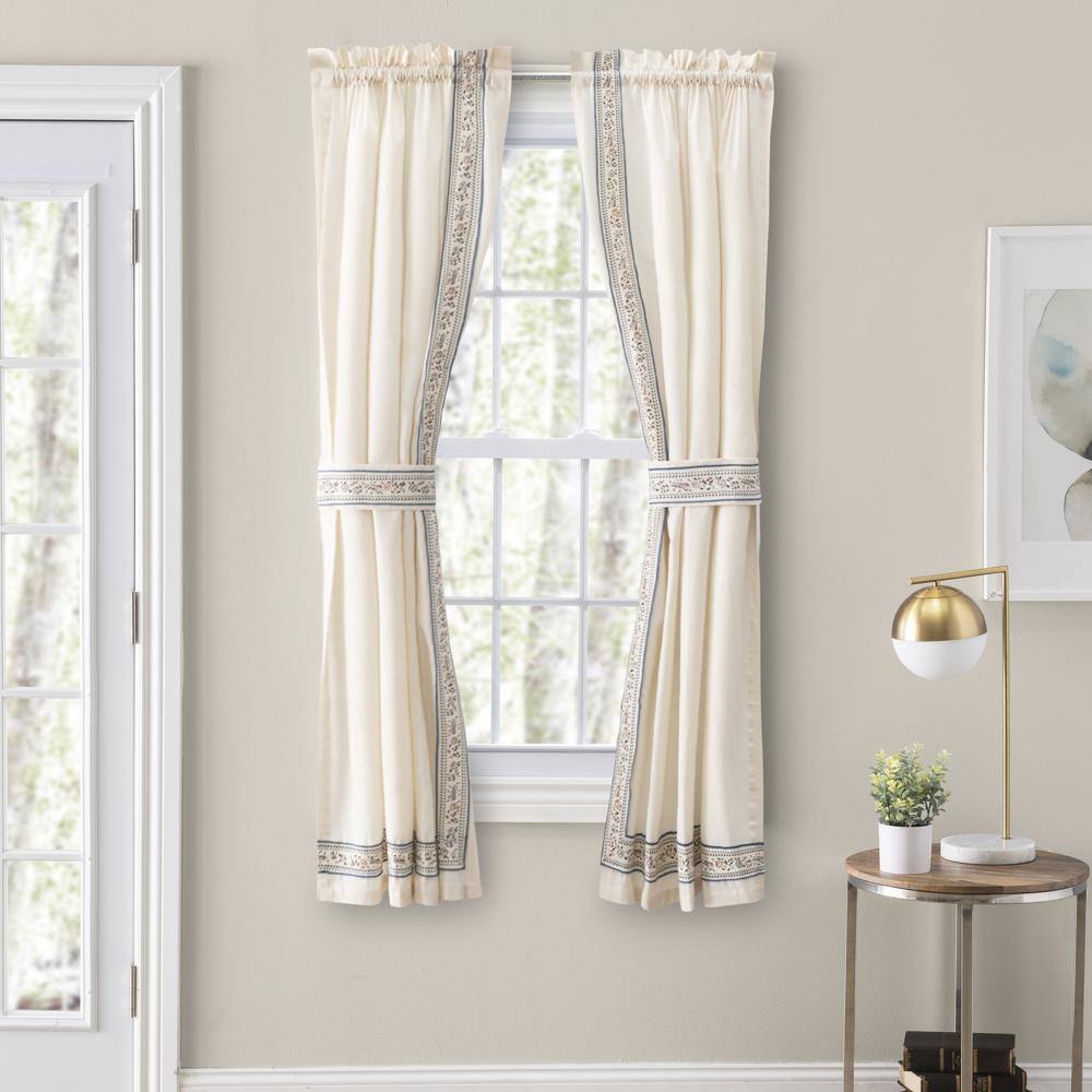 Angle. Ellis Curtain - Ellis Curtain Richmark Tailored Rod Pocket Design Curtain Panel Pair for Windows with Ties 70" x 54" Natural - Natural.