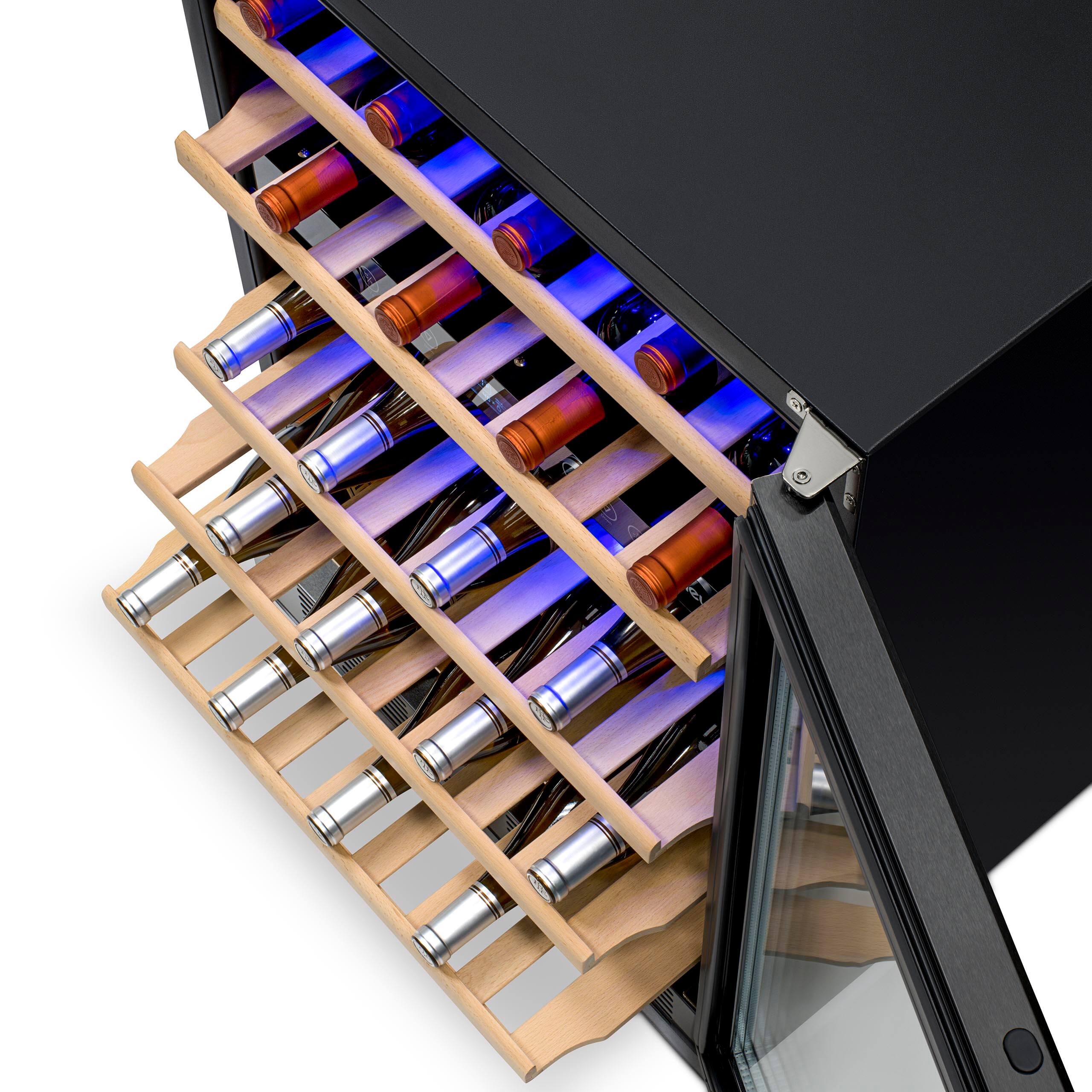 Alt View 13. NewAir - 24” Built-in 46 Bottle Dual Zone Compressor Wine Cooler with Beechwood Shelves - Black Stainless Steel.