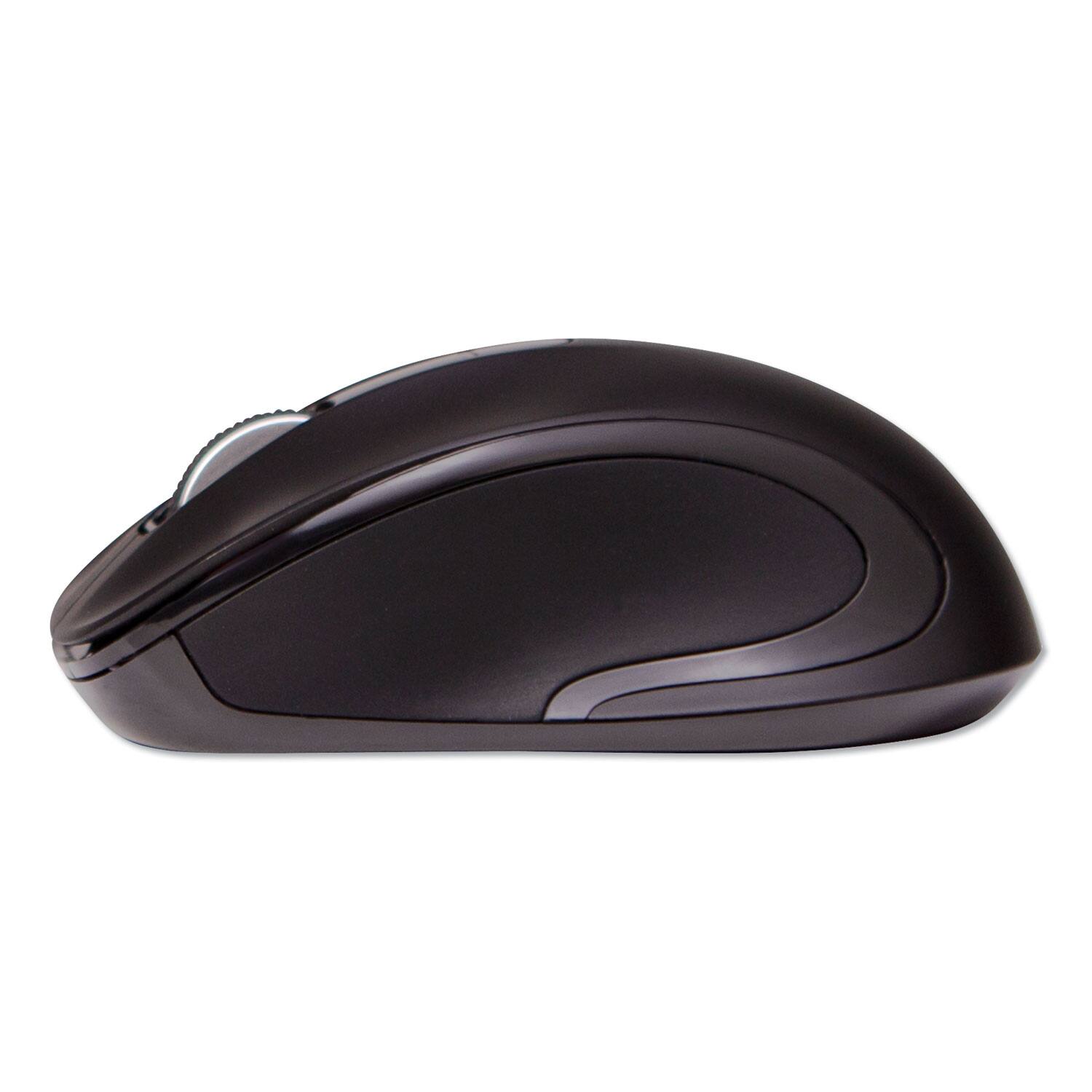 Left. Innovera - Mid-Size Wireless Optical Mouse with Micro USB 2.4 GHz Frequency/26 ft Wireless Range Right Hand Use Black - Black.