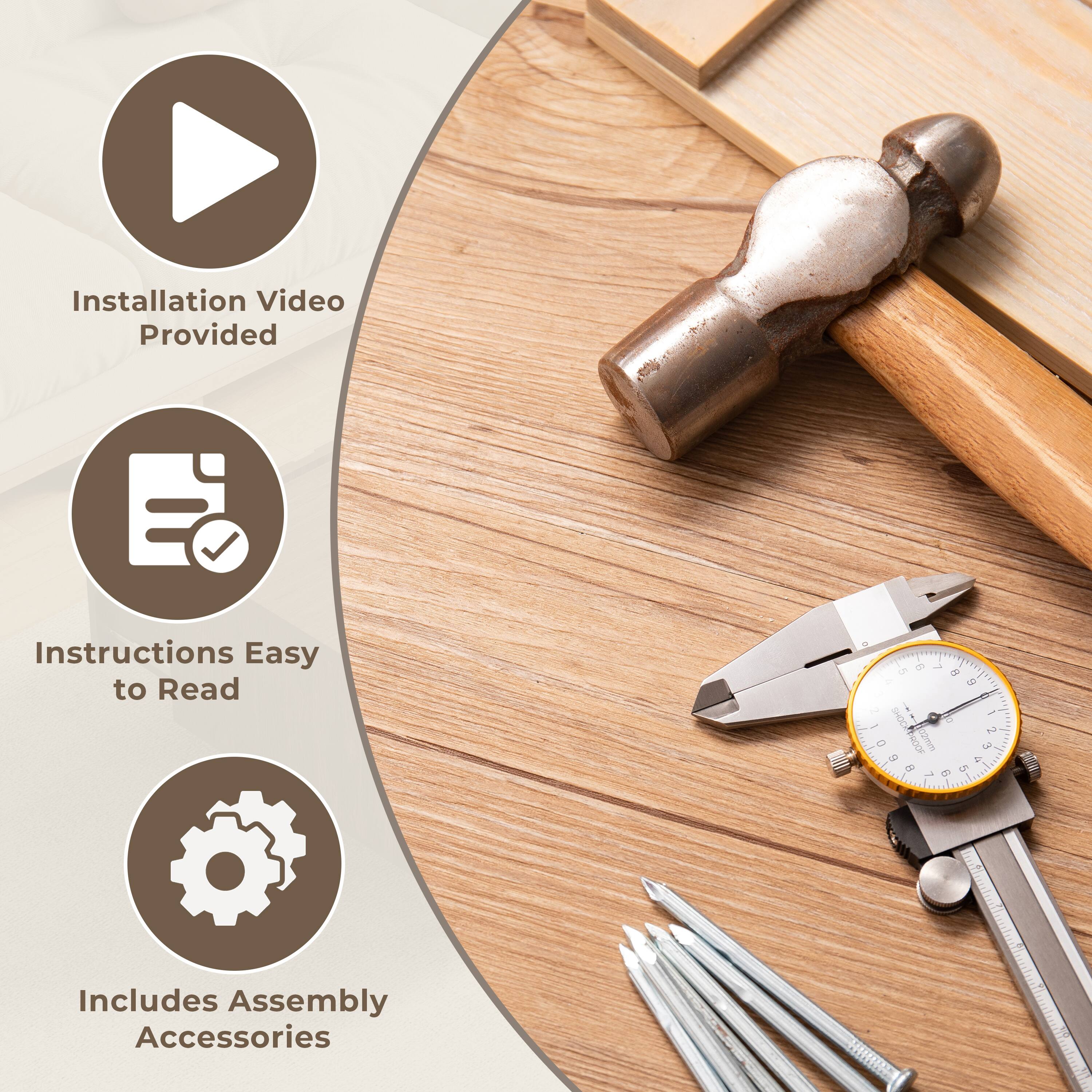 - Installation Video Provided
- Instructions Easy to Read
- Includes Assembly Accessories