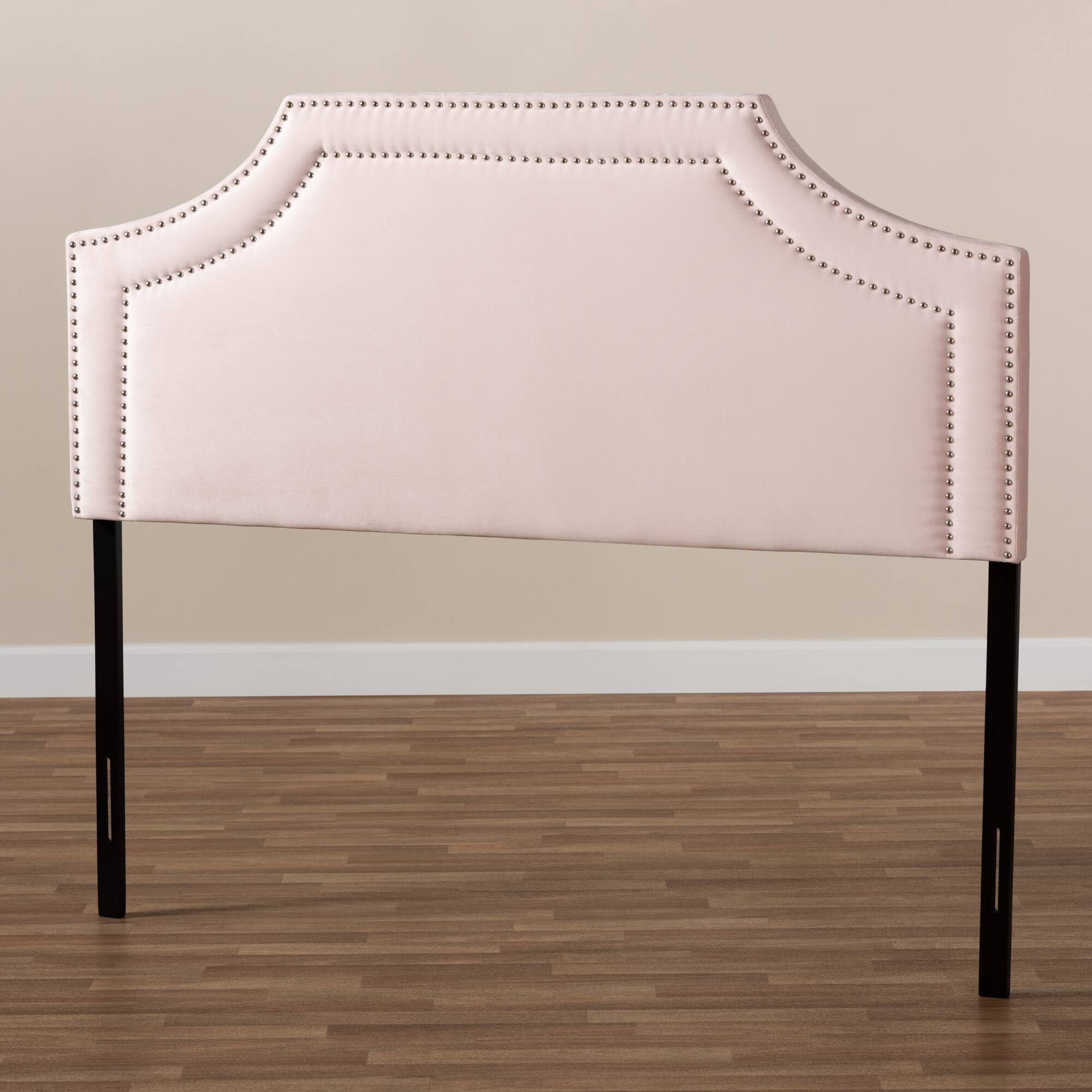 Alt View 1. Baxton Studio - Avignon Modern and Contemporary Velvet Fabric Upholstered Queen Size Headboard - Light Pink.