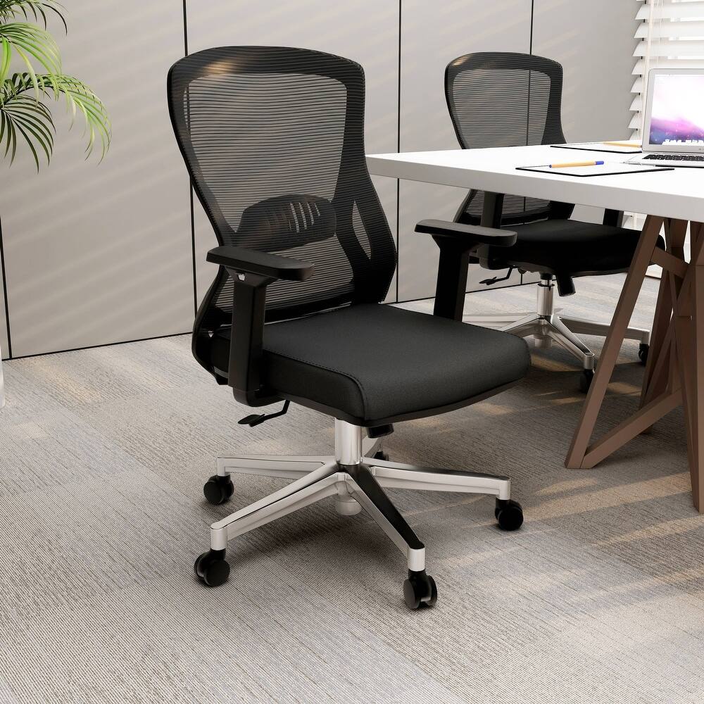 Left. LeisureMod - Adorit Office Chair Ergonomic Mid-Back Mesh Computer Chair with Swivel & Tilt – Comfortable Desk Chair - Black.