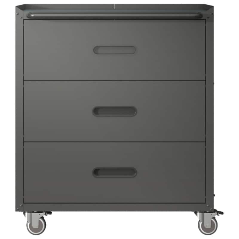 ALEXOUN - Heavy-Duty Metal Storage Cabinet with Wheels,3 Drawer Tool Cabinet,Simple Design & Easy to Use for Garage, Office, Home - Black