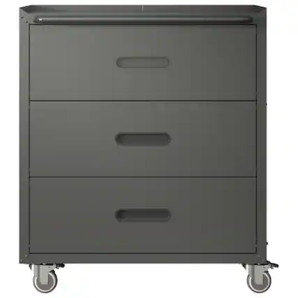 Front. ALEXOUN - Heavy-Duty Metal Storage Cabinet with Wheels,3 Drawer Tool Cabinet,Simple Design & Easy to Use for Garage, Office, Home - Black.