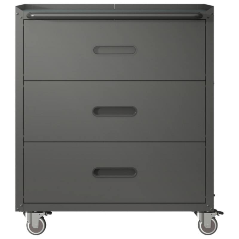 Front. ALEXOUN - Heavy-Duty Metal Storage Cabinet with Wheels,3 Drawer Tool Cabinet,Simple Design & Easy to Use for Garage, Office, Home - Black.
