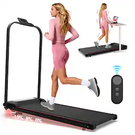 Anysun - Foldable 2-in-1 Treadmill with Incline - Under Desk Walking Pad & Vibration Pad, Remote Control for Home & Office - Black