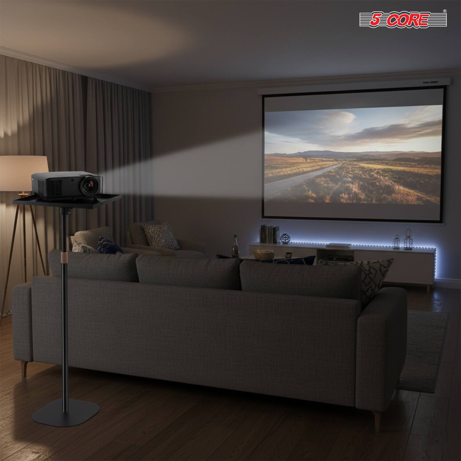 Alt View 2. 5 CORE - 5 Core Projector Stand Floor Adjustable 53" Universal Projectors Support for Home Office & Studio - Black.