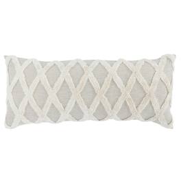 Manhattan Lane - 16 x 36 Lumbar Linen Accent Throw Pillow, Tufted Diamonds - Ivory