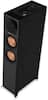 Front. Klipsch - Klipsch R-605FA 100W Floorstanding Dolby Atmos Speaker - Black (Each) - Black Textured Wood Grain Vinyl.