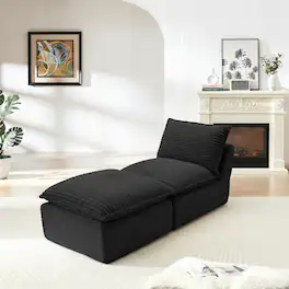 Loheer - Loheer- Modern Corduroy Cloud Sofa 5.8x2.6x2.9 Ft Modular Sectional Couch Comfortable Living Room Apartment Furniture - Black