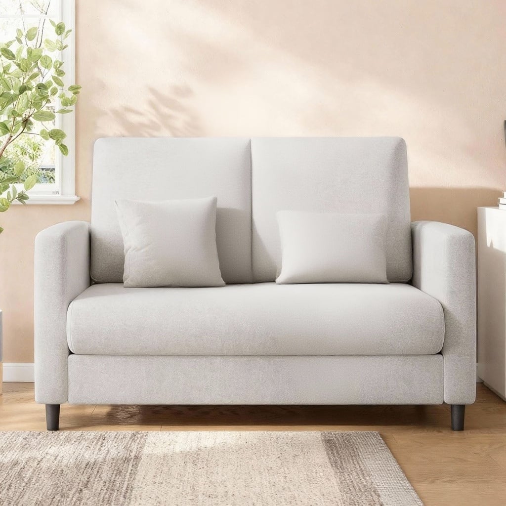 Acekool - 51" Sofa Accent Chair, Chenille Loveseat Reading Couch - Beige