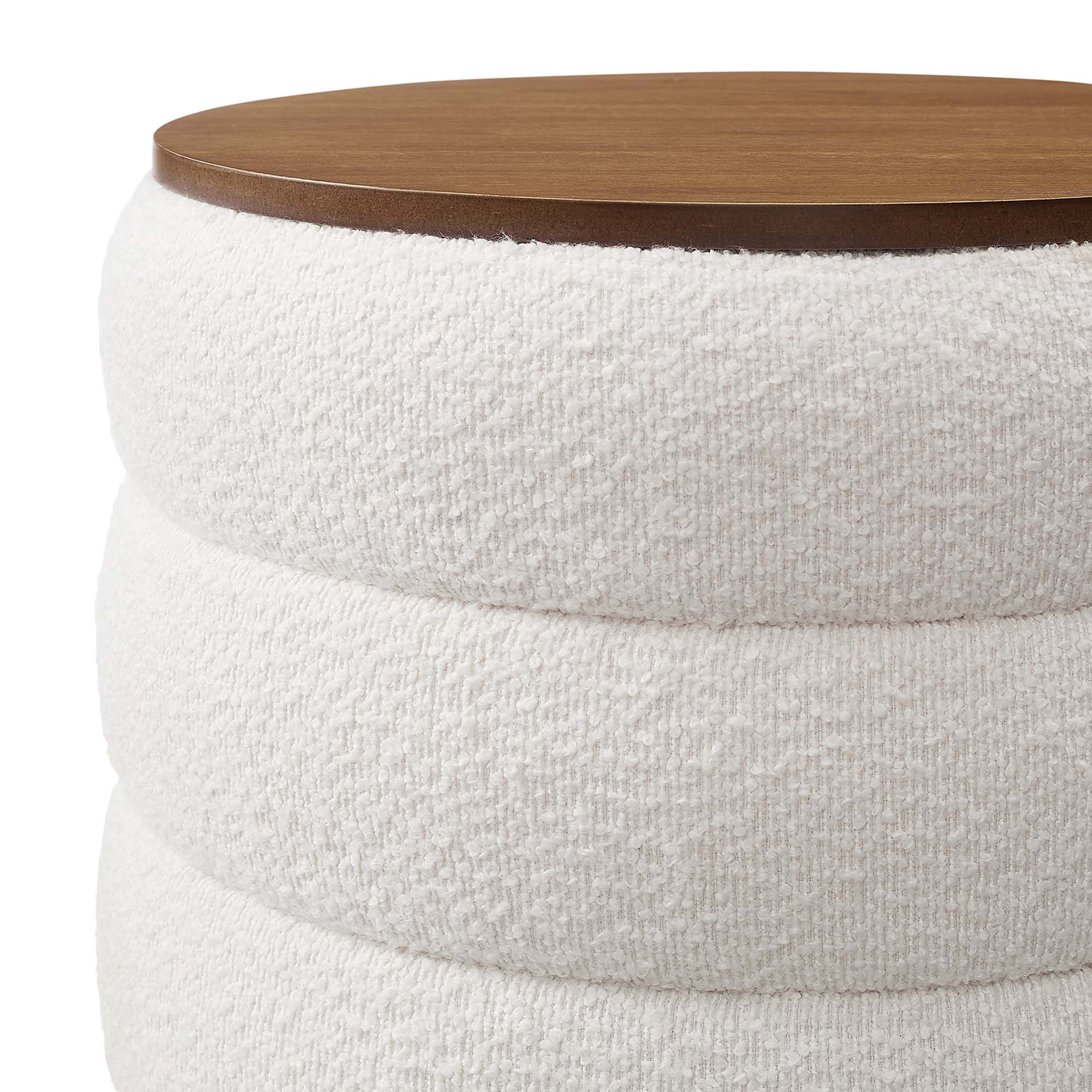 Alt View 5. Modway - Mezzo Round Boucle Fabric Storage Ottoman by Modway - Cloud.