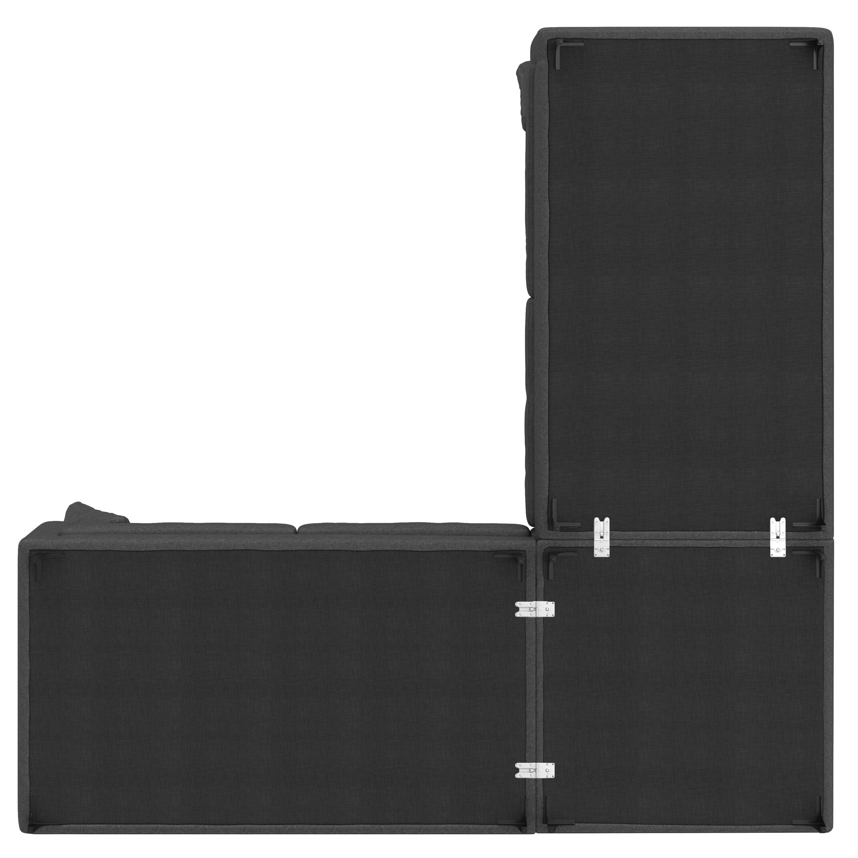 Alt View 2. Simpli Home - Ava Corner Sectional in Tightly Woven Performance Fabric - Pebble Grey.