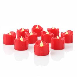 FINEAK - 24 Pack Melting Flameless Tea Lights:Battery-Operated, Halloween Flickering LED, 1.58" Dia x 1.2"H Warm White Glow - Red