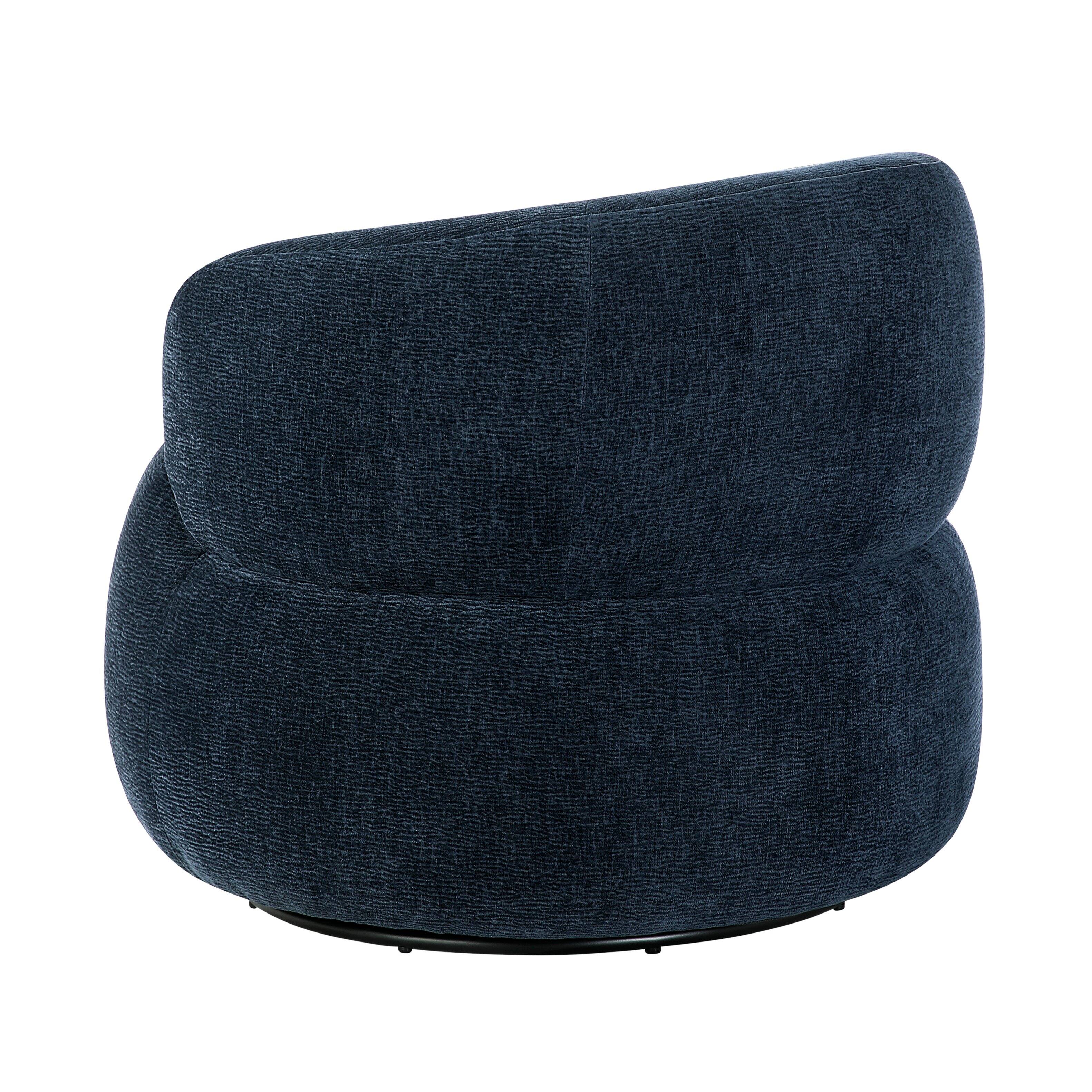 Alt View 2. Forest'nSky - Blue Modern Swivel Accent Chair, Round  Upholstered Barrel Chair with Plush Foam Cushion, Solid Wood Base - Blue.